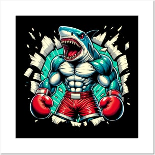 Mighty Marine Punch: Cartoon Shark Boxer Posters and Art